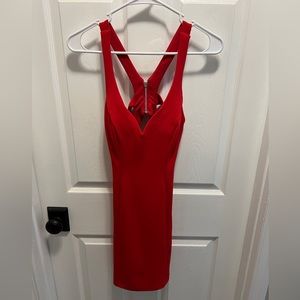 Fitted red mini dress